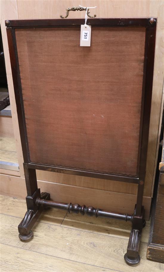 A mahogany fire screen W.55cm